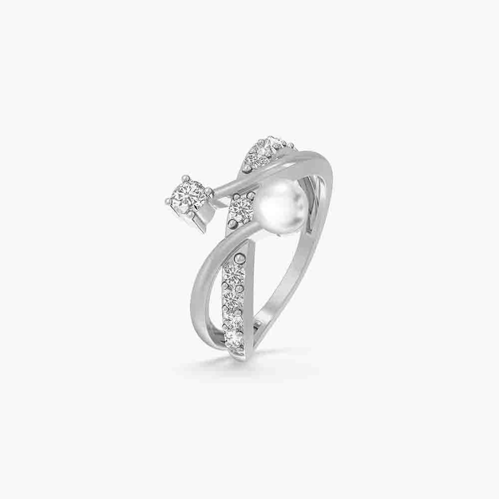 Modern Pearl Criss Cross 925 Sterling Silver Ring
