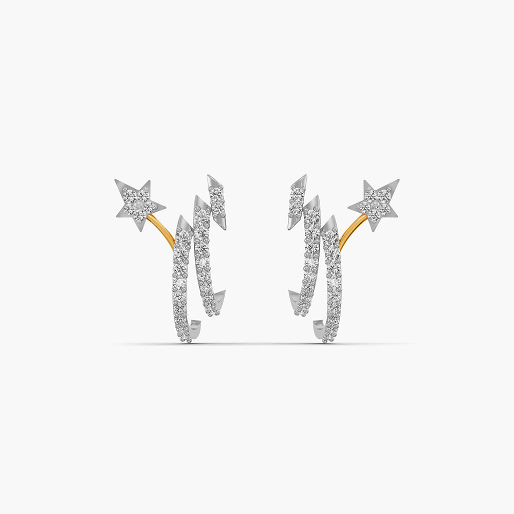 Crescent Sparkle 925 Silver Stud Earrings