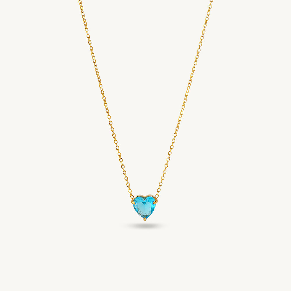 Radiant Aqua Heart Necklace