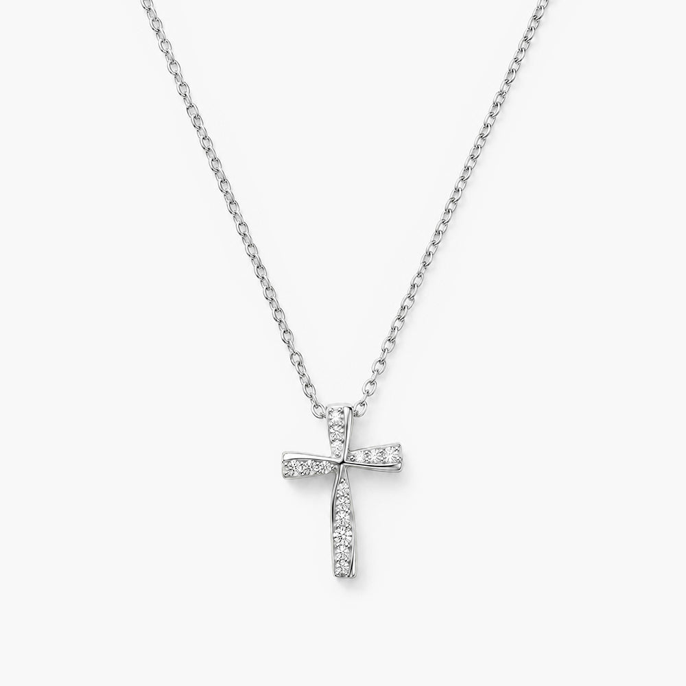 Liora Grace Cross Platinum Plated 925 Sterling Silver Necklace
