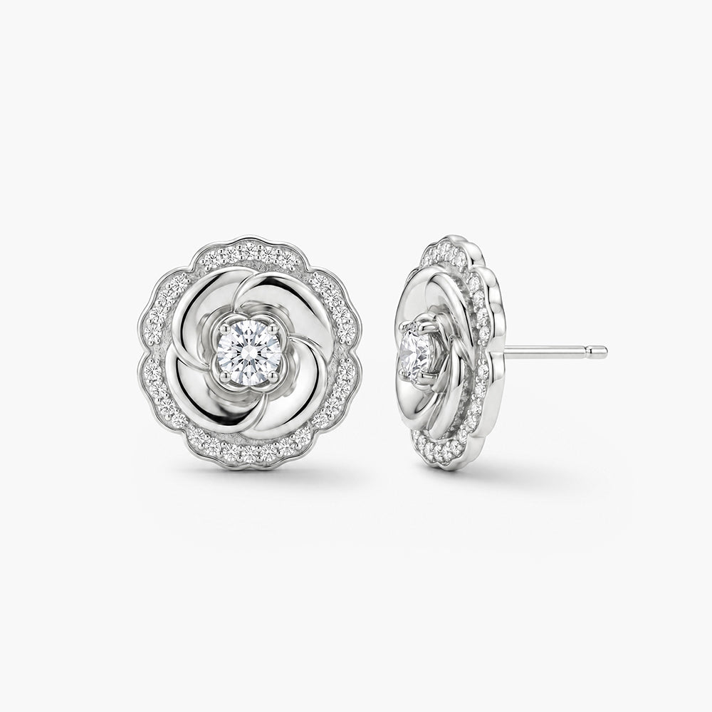 Celeste Petal Platinum Plated 925 Sterling Silver Earrings