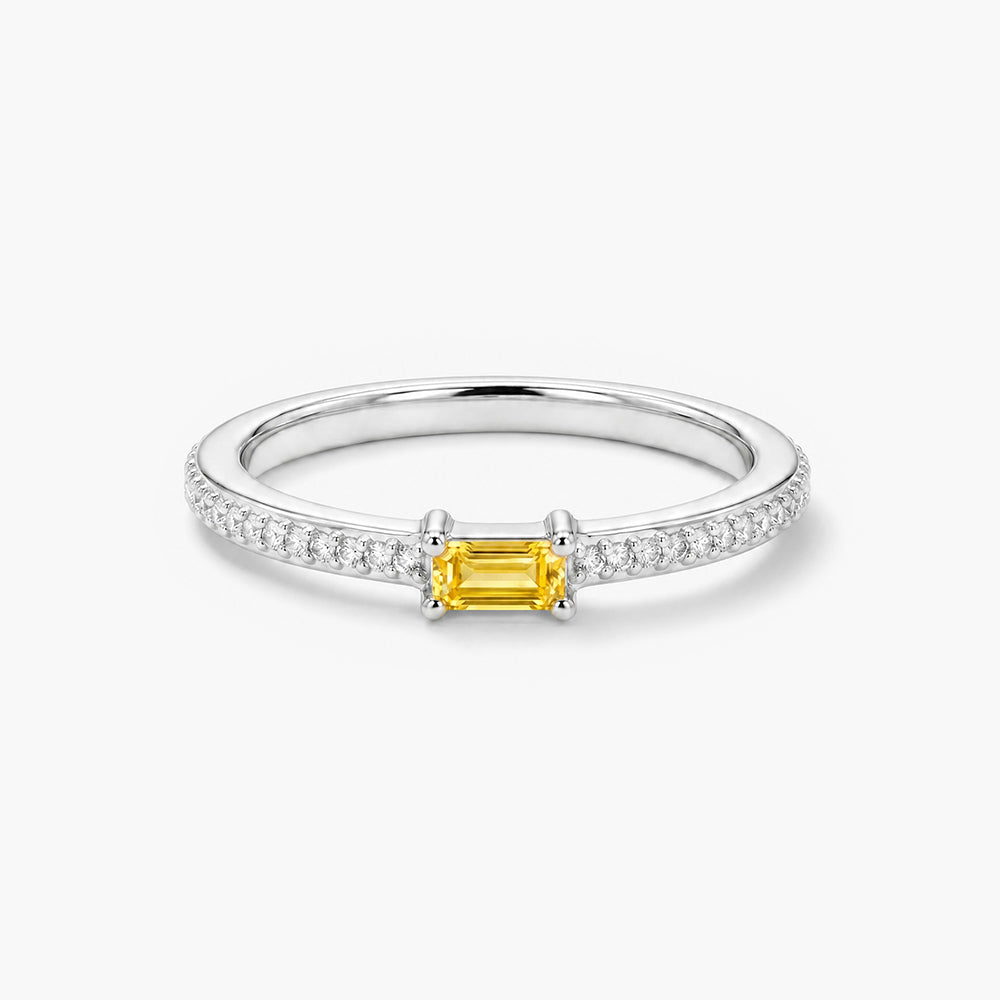 Aurelia Citrine Platinum Plated 925 Sterling Silver Ring
