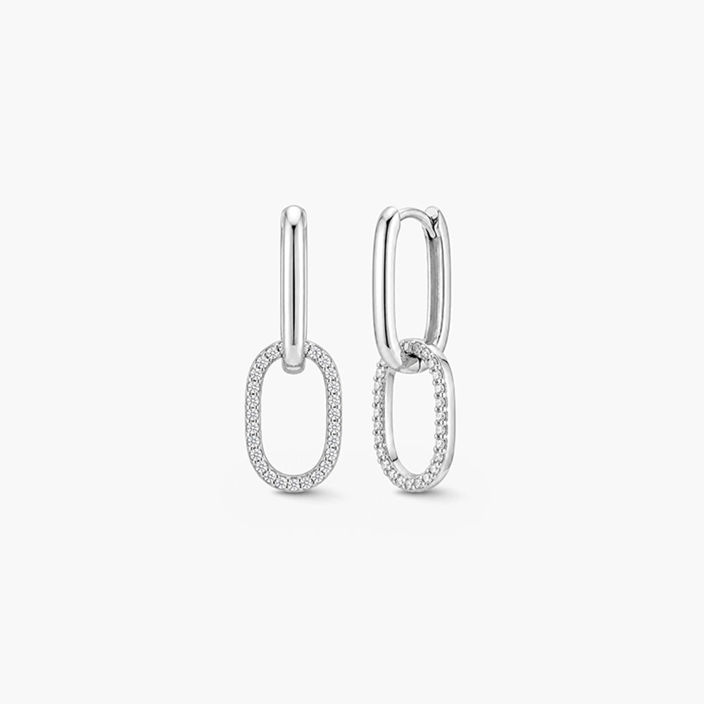 Aveline Halo Link Platinum Plated 925 Sterling Silver Earrings