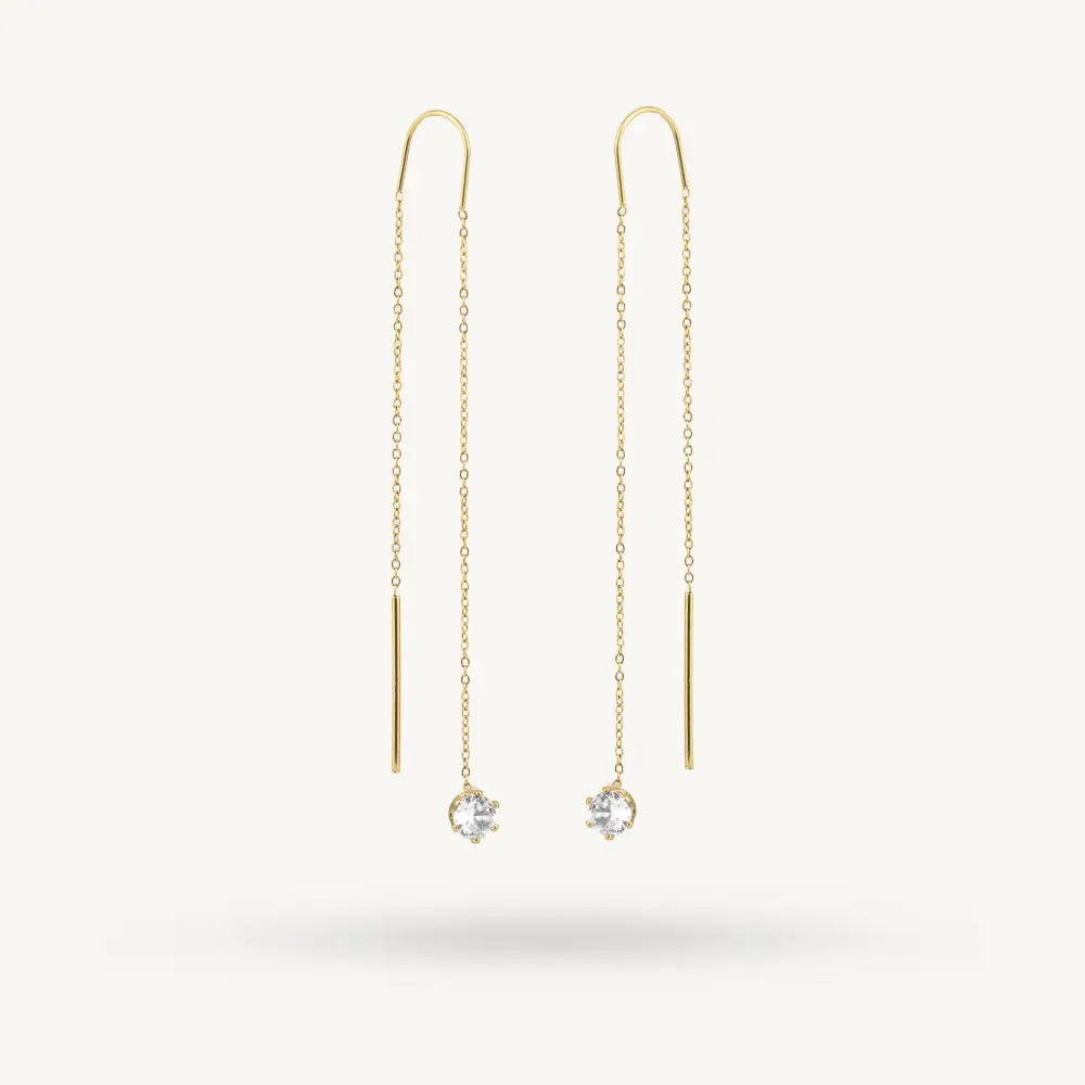 Crystal Tip Glide Chain Dangling Earrings