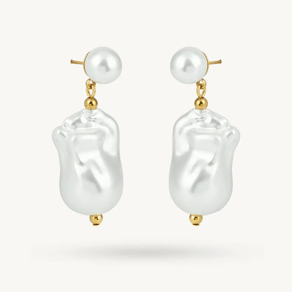 Irregular Pearl Accent Drop Earring