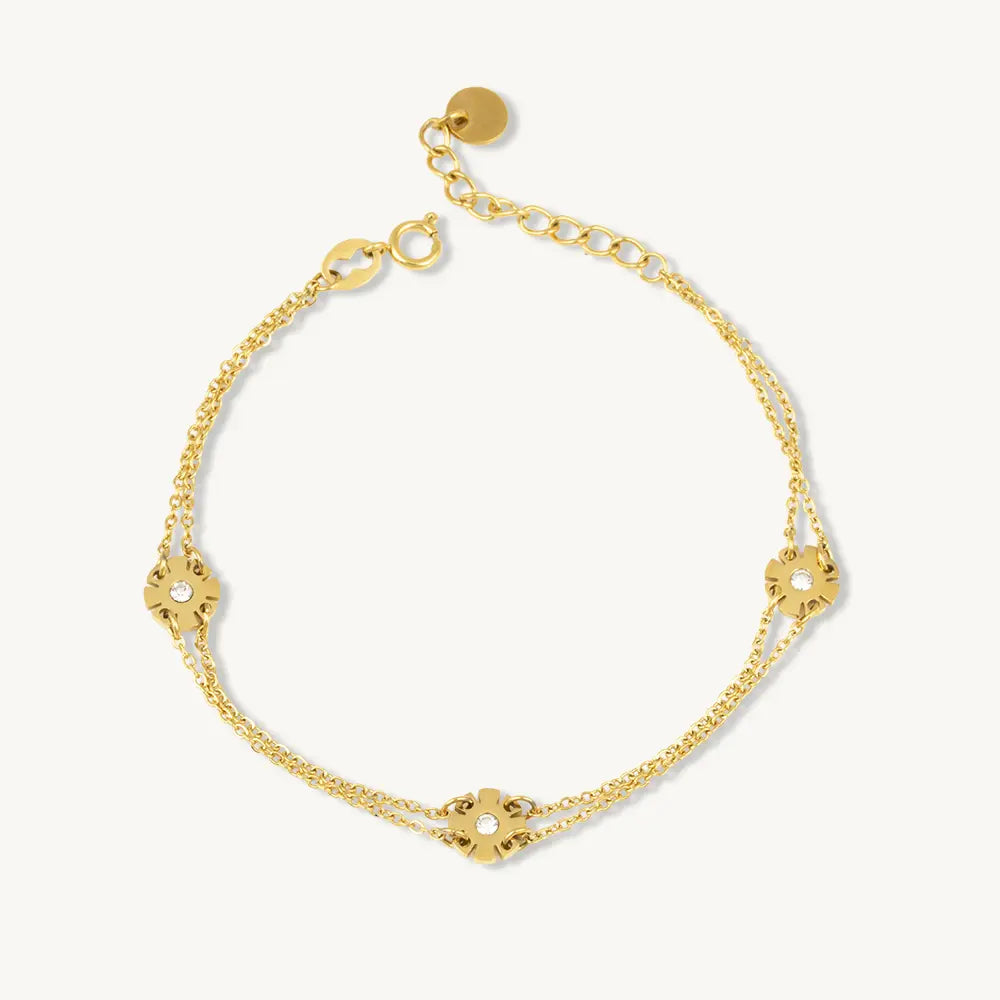 Stone Floral Link Bracelet