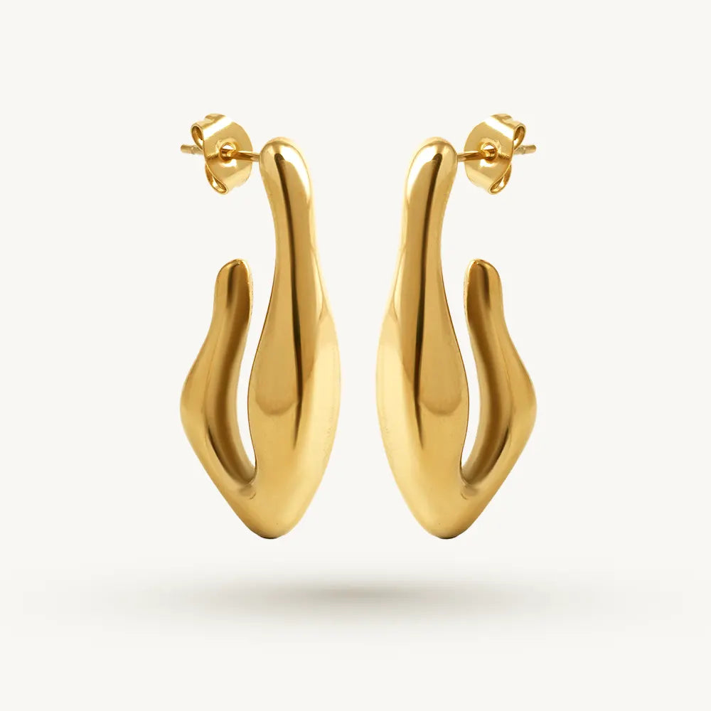 Sculpted Wave Arc Drop Earrings