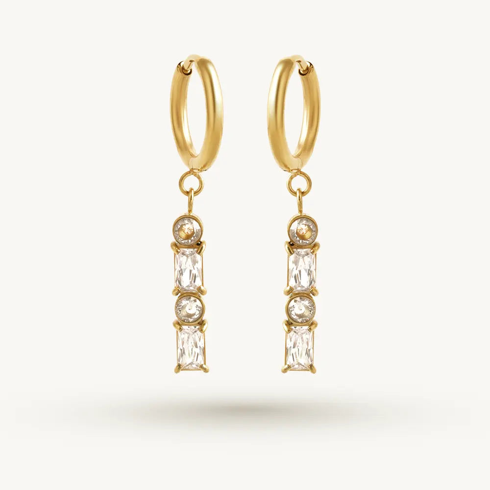 Crystal Chain Drop Hoop Earrings