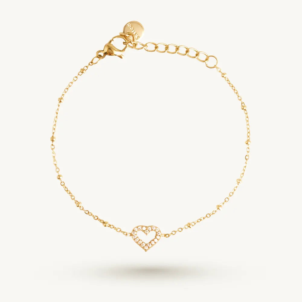 Gleaming Heart Motif Chain Bracelet