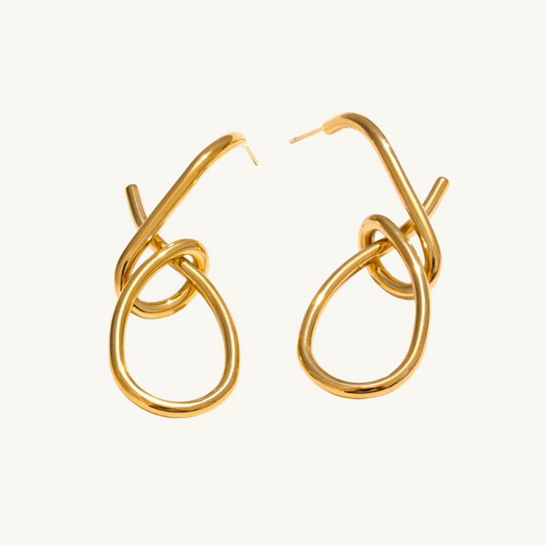 Intertwined Gold Drop Earrings