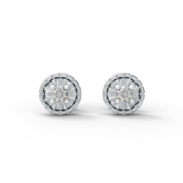 Halo Round 925 Sterling Silver Lab Grown Diamond Stud Earrings