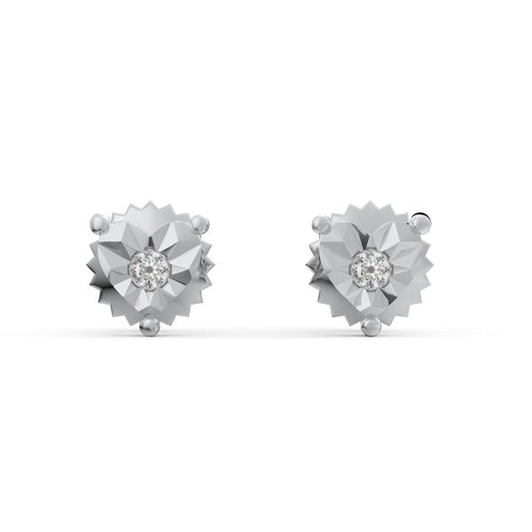 Heart Solitare 925 Sterling Silver Lab Grown Diamond Stud Earrings