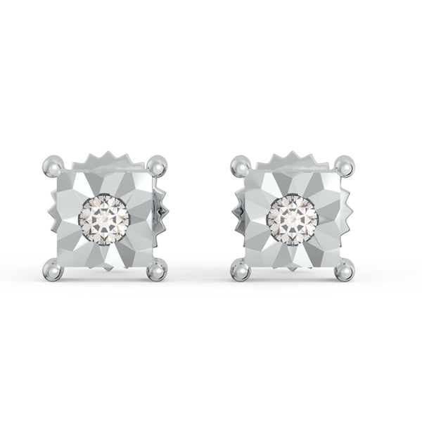 Modern Solitaire 925 Sterling Silver Lab Grown Diamond Stud Earrings