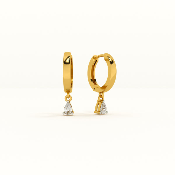 Stone Drop Dangle Hoop Lab Grown Diamond + Gold Vermeil Earrings