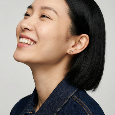 Radiant Petals 9KT Gold Lab Grown Diamond Stud Earring