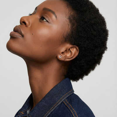 Elegant Floral 9KT Gold Lab Grown Diamond Stud Earring