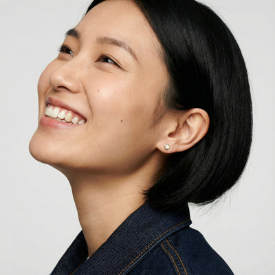 Radiant Grid 9KT Gold Lab Grown Diamond Stud Earring