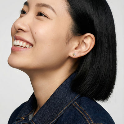 Orbit Cut Dome 9KT Gold Lab Grown Diamond Stud Earring