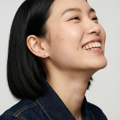 Modern Hoop Inspired 9KT Gold Lab Grown Diamond Stud Earring