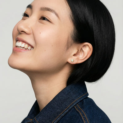 Vintage Halo Round 9KT Gold Lab Grown Diamond Stud Earring