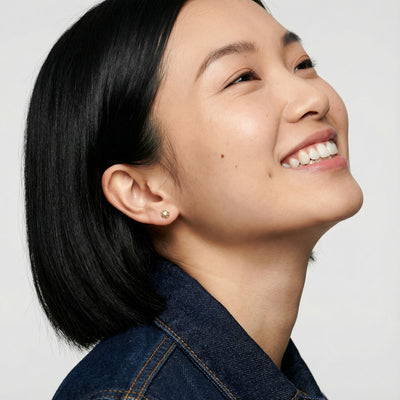 Intricate Filigree Round 9KT Gold Lab Grown Diamond Stud Earring