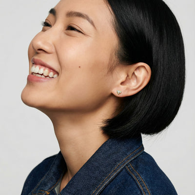 Romantic Heart Cluster 9KT Gold Lab Grown Diamond Stud Earring