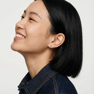 Floral Cluster 9KT Gold Lab Grown Diamond Earrings