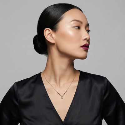 Dual Heart Drop 9KT Gold Lab Grown Diamond Mangalsutra