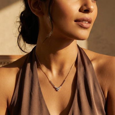 Heart Crown 9KT Gold Lab Grown Diamond Mangalsutra