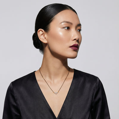 Crescent Arc Drop 9KT Gold Lab Grown Diamond Mangalsutra