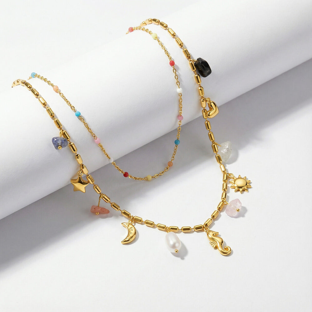 Boho Bead Charm Necklace