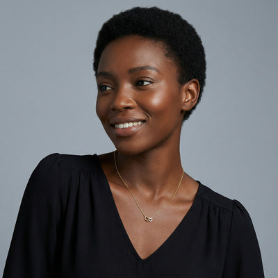 Two Hearts Together 9KT Gold Lab Grown Diamond Necklace