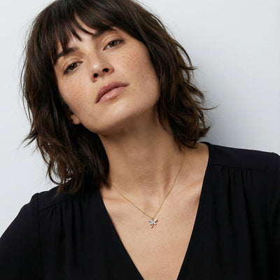 Dancing Dragonfly 9KT Gold Lab Grown Diamond Necklace