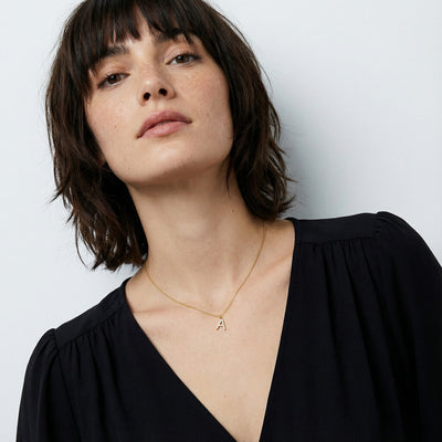 Elegant Initial 9KT Gold Lab Grown Diamond Necklace