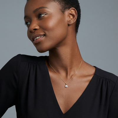 Square Cluster 9KT Gold Lab Grown Diamond Necklace