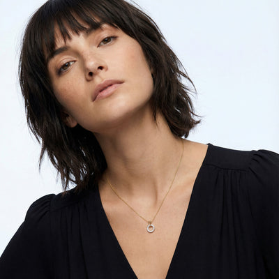 Luna Swing 9KT Gold Lab Grown Diamond Halo Necklace