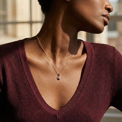 Muse Drop Frame 9KT Gold Lab Grown Diamond Necklace