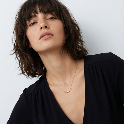 Lustre Flow Bead 9KT Gold Lab Grown Diamond Necklace