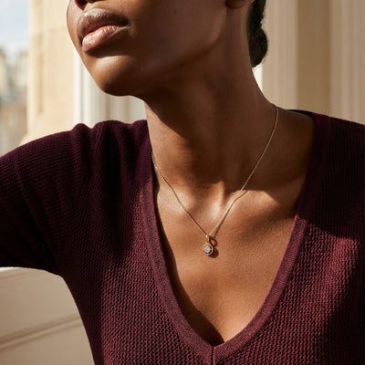 Twilight Swing Circle 9KT Gold Lab Grown Diamond Necklace