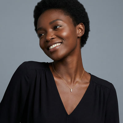 Pearl Drop 9KT Gold Lab Grown Diamond Necklace