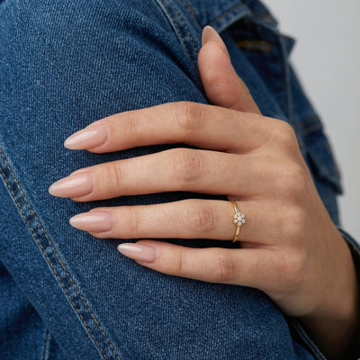 Daisy Charm 9KT Gold Lab Grown Diamond Ring