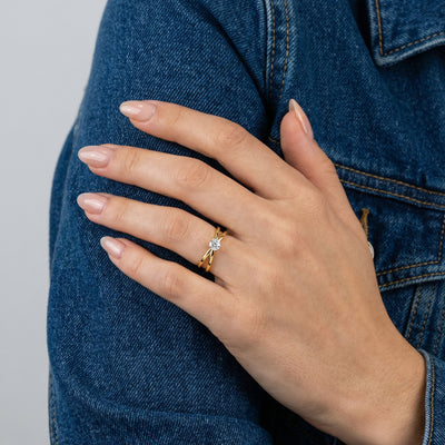 Modern Twist 9KT Gold Lab Grown Diamond Ring