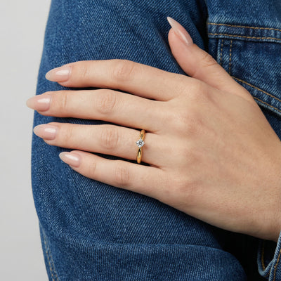 Glowing Solitaire 9KT Gold Lab Grown Diamond Ring