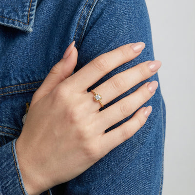 Six Petal Sparkler 9KT Gold Lab Grown Diamond Ring