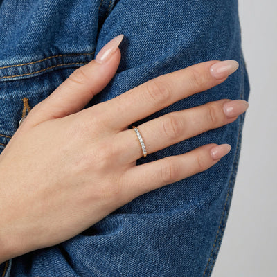 Crescent Sparkle 9KT Gold Lab Grown Diamond Ring