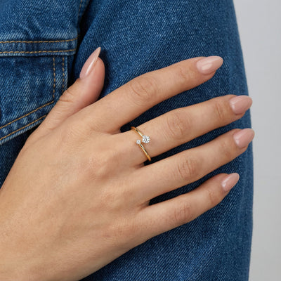 Twin Sparkle 9KT Gold Lab Grown Diamond Adjustable Ring