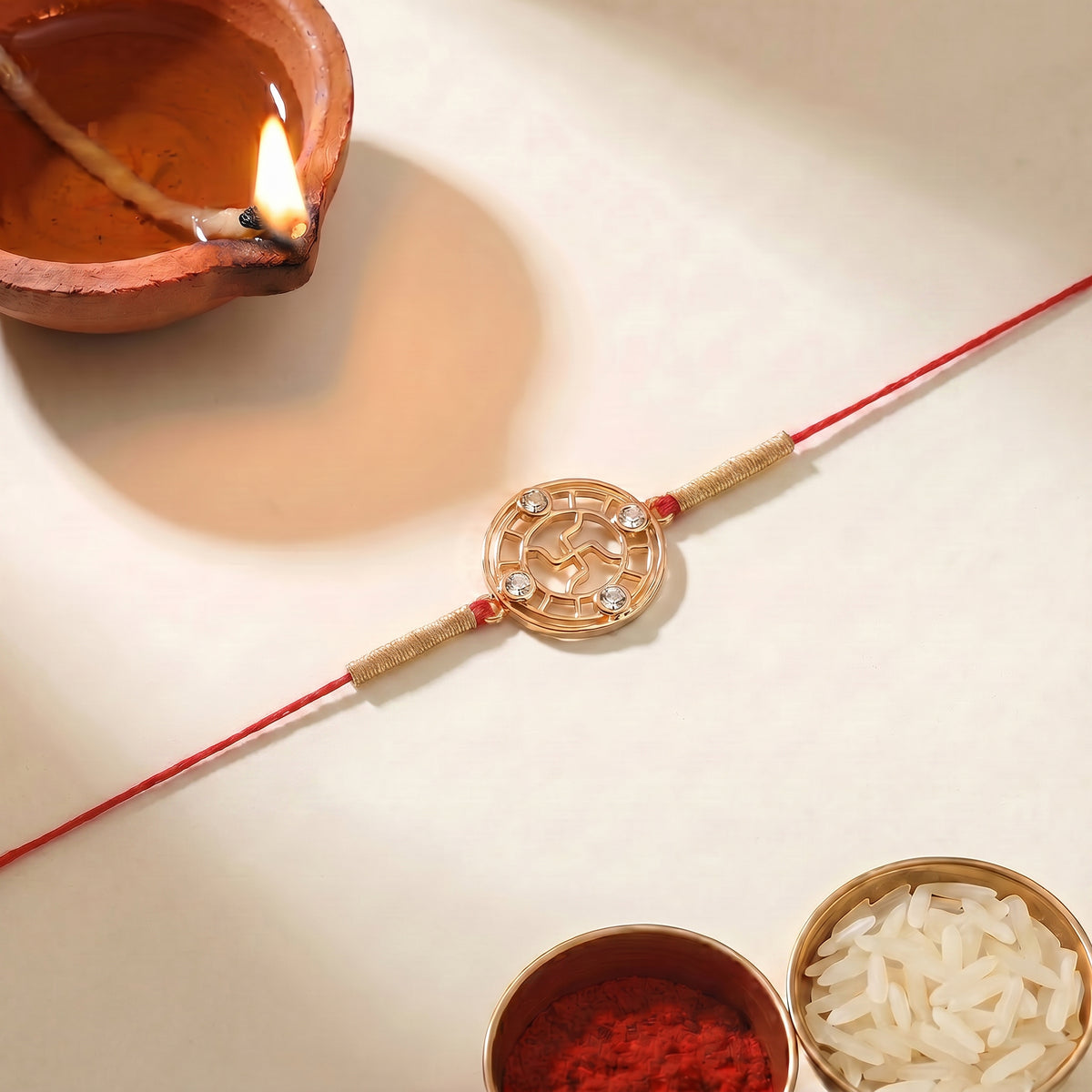 Swastik Fine Silver Rakhi