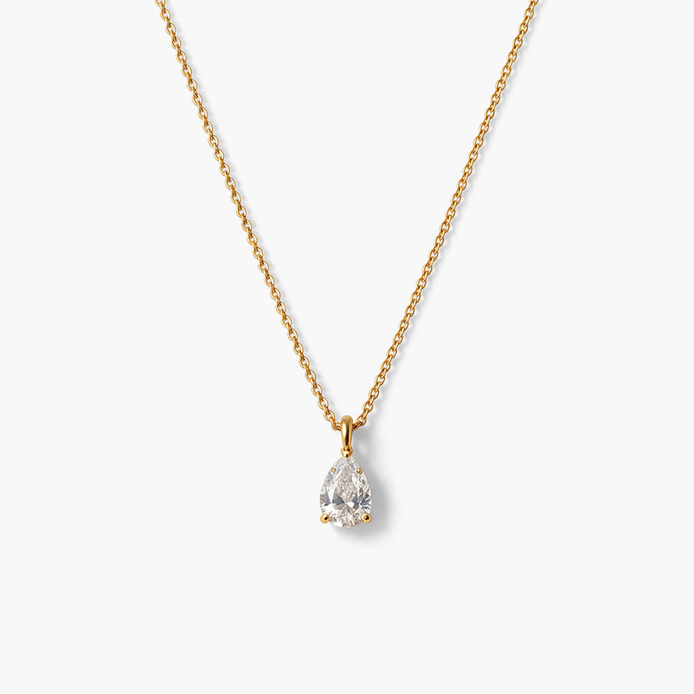 Luminous Teardrop Solitaire Necklace