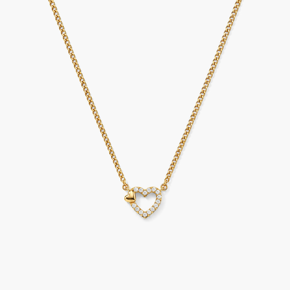 Amour Pave Heart 925 Sterling Silver Pendant Necklace