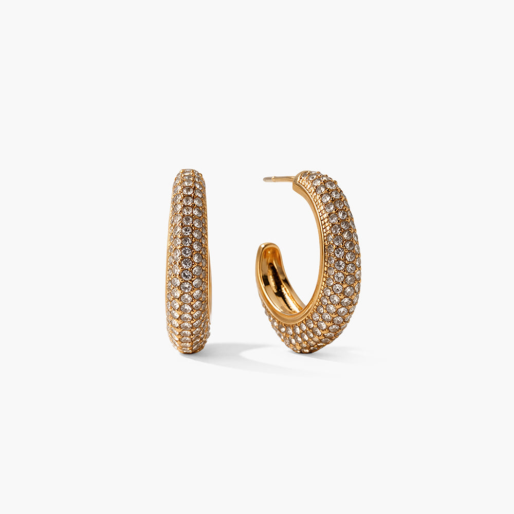 Brilliant Pave Crescent Hoop Earrings
